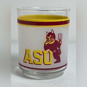 ASU Arizona State University Sun Devils MOBIL Oil Gas Frosted Drink Glass